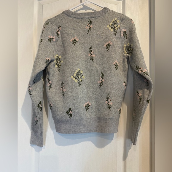 Nanette Lepore Gray Floral Embroidered Crewneck Sweater - Picture 4 of 7